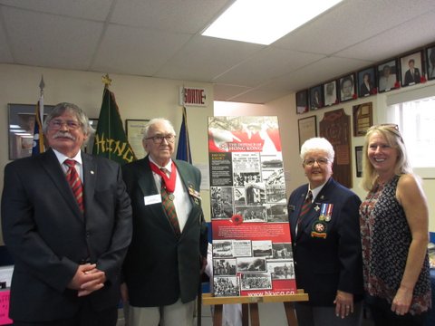 L to R: Bay Chaleurs Military Museum President, Gordon Dell, Phil Doddridge, Lucette Mailloux Muir, Nancy Doddridge