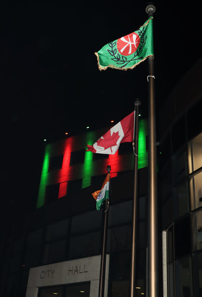 The Hong Kong Commemorative Flag flying at Lethbridge City Hall