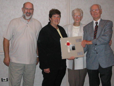 Gerry Gerrard and his wife Ev with their daughter Pat White and her husband Dave.  Pat made the memorabilia book for her Dad (Murray Doull photo)