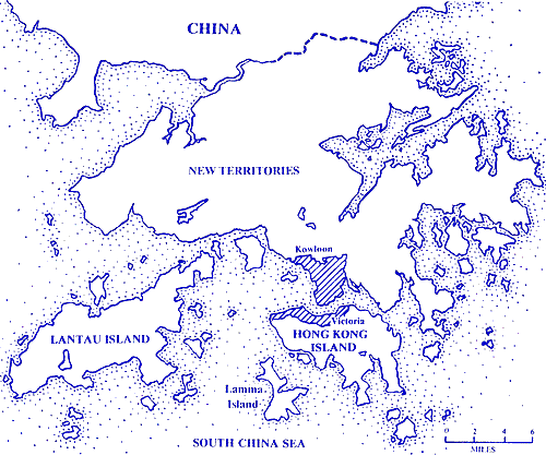 Map showing the Crown Colony of Hong Kong