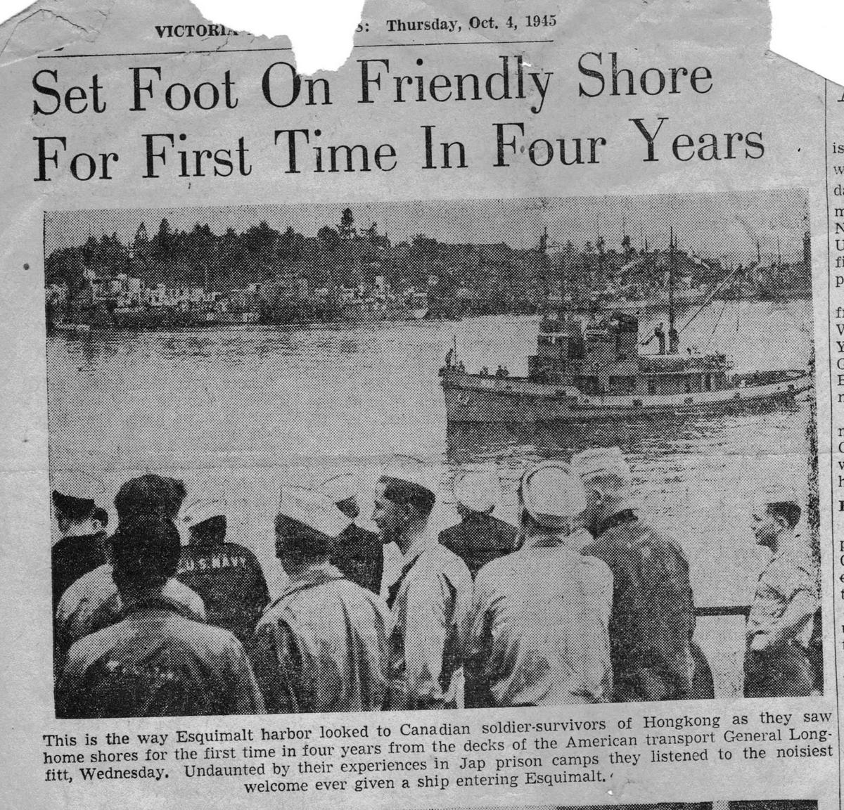 Press clipping from Victoria showing arrival