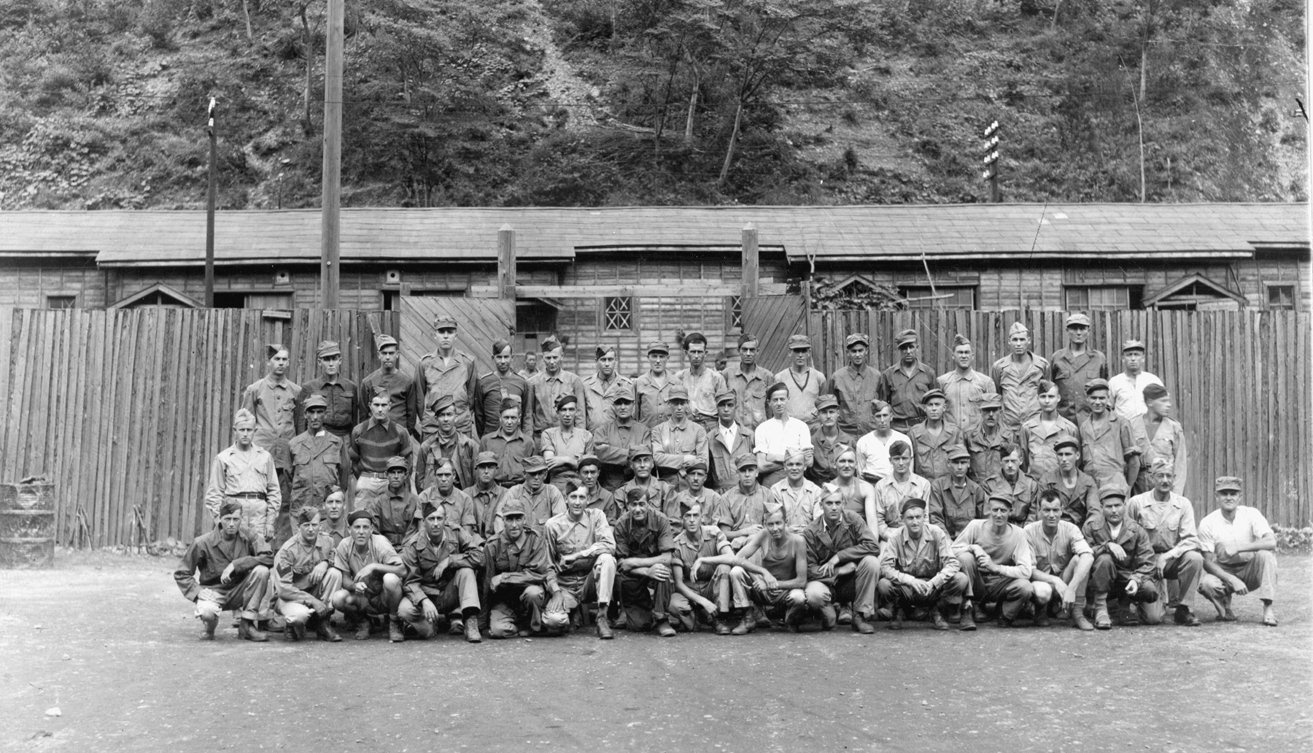OHASI POW Camp 65 Surviving Soldiers of C-Force, George MacDonell back row, forth from left.
15 September 1945 (Courtesy US Marines)