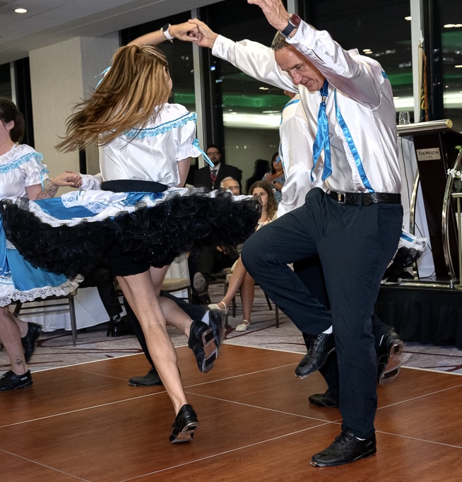 Norman Chief Memorial Dancers, jigging up a storm at the Gala. (Richard Lawrence photo). Click for larger view. Image of Norman Chief Memorial Dancers, jigging up a storm at the Gala.