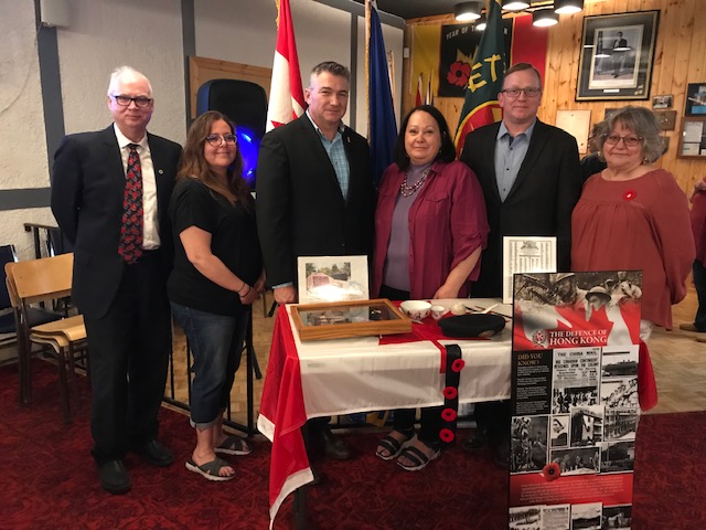 L to R - Pres. Randy Smith, Laureen Carriere, James Bezan MP, Reeve Cheryl Smith, Derek Johnson MLA, and Yvette Carriere
