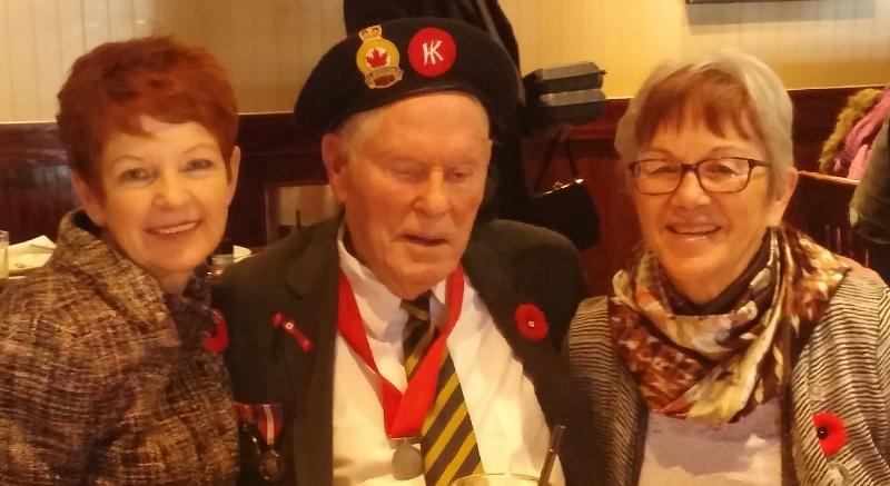 Veteran Ralph MacLean at the Calgary Jubilee Auditorium Remembrance Day Service and at the following luncheon with Norma Fuchs (R) and Karen Boland