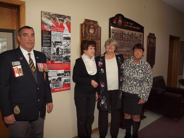 Tom Briggs -Vice president of the Legion, Mary Conway, Kathleen Mills Sevigny and Mary Royer (daughters of POW’s)