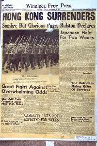 Copy of front page of the Winnipeg Free Press, December, 1941 (Click for larger image)